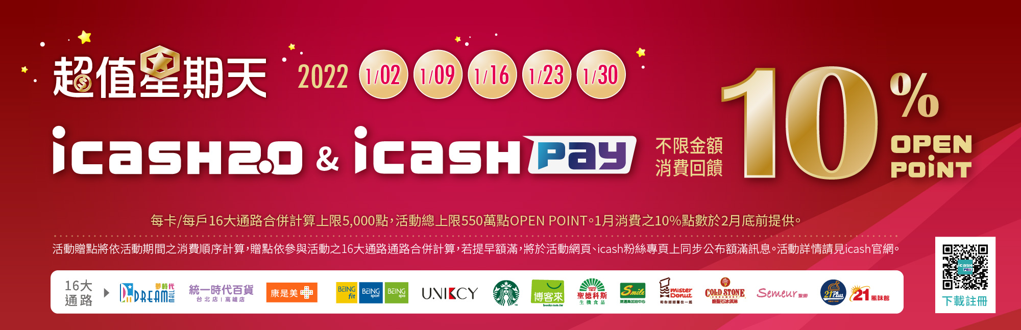 超值星期天活動已額滿 icash2.0一月超值星期天