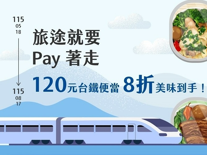 【台灣Pay】「旅途就要Pay著走，120元台鐵便當8折美味到手！」活動(115/5/18-115/8/17)