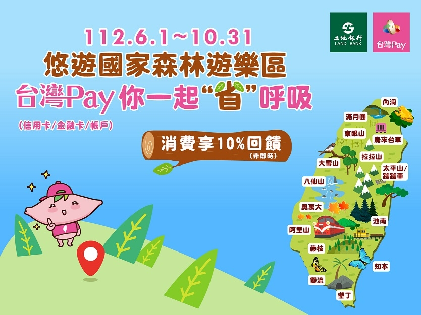 (活動已結束，活動回饋最遲將於12月底回饋)【台灣Pay】「悠遊國家森林遊樂區 台灣Pay你一起“省”呼吸」活動(112/6/1-112/10/31) 