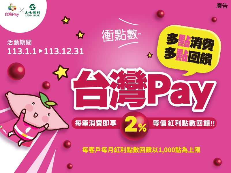 台灣Pay（金融卡/帳戶）消費扣款紅利點數回饋活動