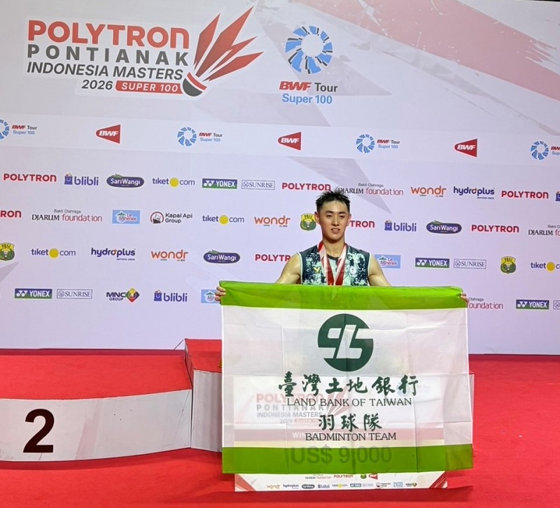 本行羽球隊隊員王柏崴勇奪2026印尼超級100大師賽男子單打冠軍